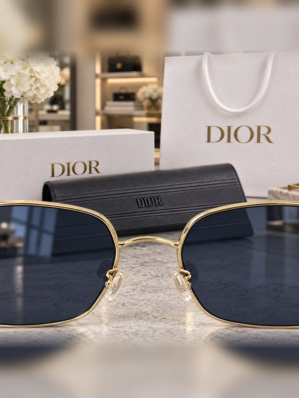 Dior Gold Frame Square Sunglasses - Picture 5 of 6